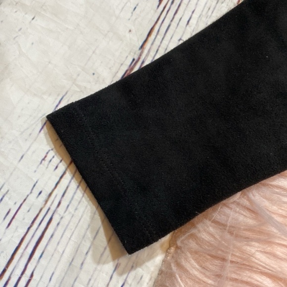 J. McLaughlin Faux Suede Faux Wrap Black Mini Dress - Picture 6 of 12